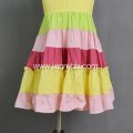 Wholesale Cotton linen fabric rainbow color baby girl dresses